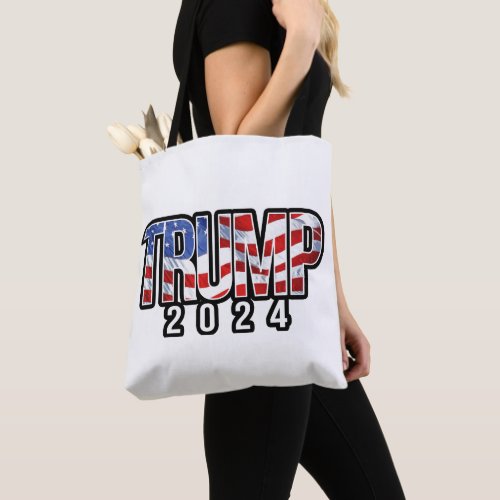 Trump 2024 Waving Flag Tote Bag