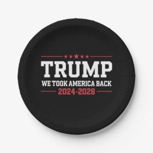 Trump 2024 We Took America Back 47 USA Paper Plates