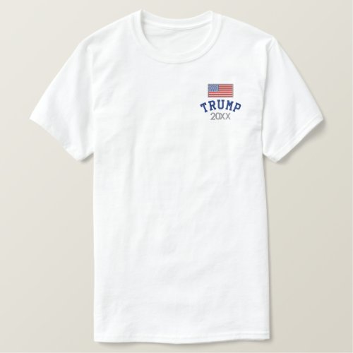 Trump 2024 with American Flag Embroidered T_Shirt