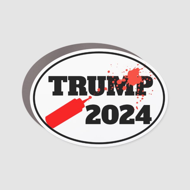 Trump 2024 with Ketchup Splat Car Magnet (Front)