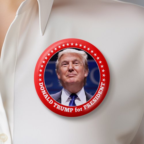 Trump 2024 with Photo and red border Button