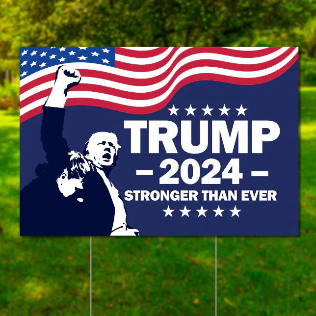Trump Shooting Makes Me Stronger | Cartello Da Giardino 45,7x61 Cm | Doppia Faccia Con Pali | Resistente Esterno - 2