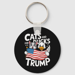 Trump 2025 Kittens And Ducks Support Donald Trump Keychain
