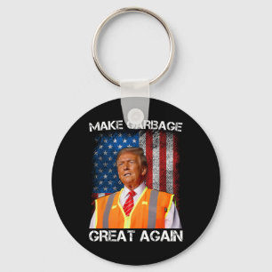 Trump 2025 Make Garbyge Great Again Funny For Trum Keychain