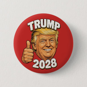 Trump 2028 Thumbs Up Comic-Art Campaign Button