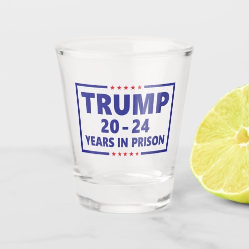 Trump 20 _ 24 years in prison funny anti trump shot glass