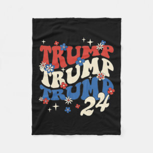 Trump 24 2024 Groovy Retro  Fleece Blanket