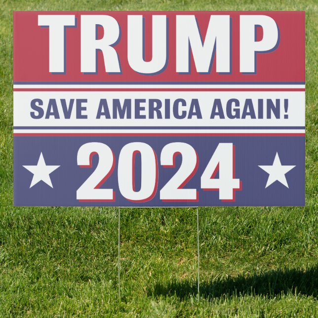 Trump 24" x 36" Yard Sign with Wire Stake Stand (Insitu)