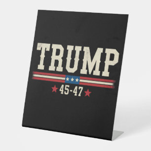 Trump 45 47 American USA Flag Retro Vintage Pedestal Sign