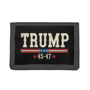 Trump 45 47 American USA Flag Retro Vintage Tri-fold Wallet