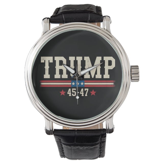 Trump 45 47 American USA Flag Retro Vintage Watch (Front)