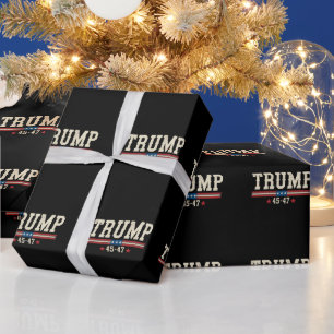 Trump 45 47 American USA Flag Retro Vintage Wrapping Paper