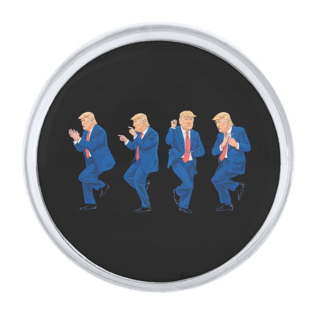 Trump 45 47 Funny Dance Dancing USA President Silver Finish Lapel Pin (Front)