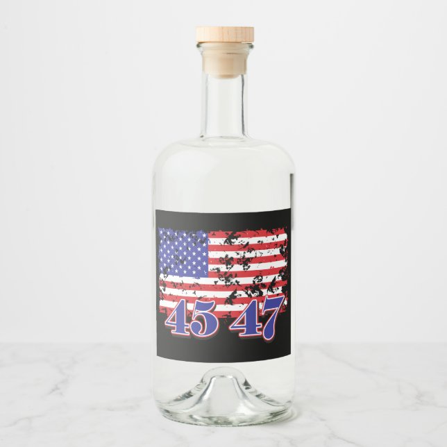 Trump 45 - 47 liquor bottle label (Front)