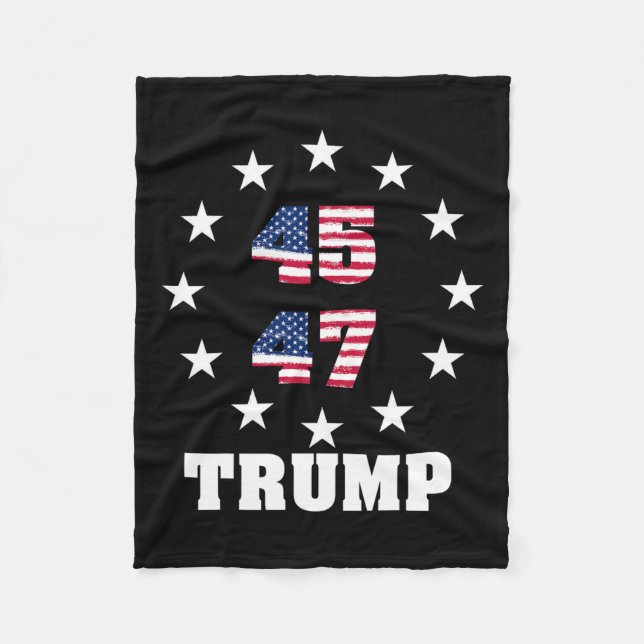 Trump 45 47 President Usa Flag 2024 2025 Winner  Fleece Blanket (Front)