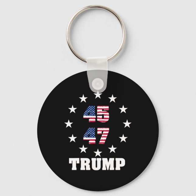 Trump 45 47 President Usa Flag 2024 2025 Winner  Keychain (Front)