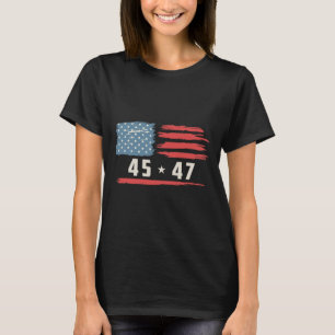 Trump 45 47 President Vintage American Flag 2024 P T-Shirt