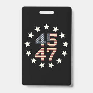 Trump 45 47 Stars Vintage USA American Flag Badge