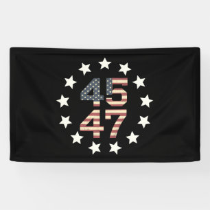 Trump 45 47 Stars Vintage USA American Flag Banner