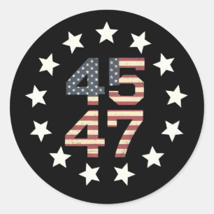 Trump 45 47 Stars Vintage USA American Flag Classic Round Sticker