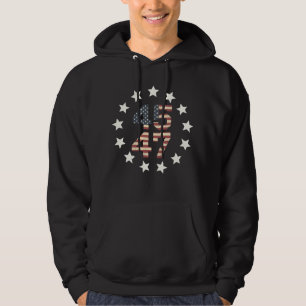 Trump 45 47 Stars Vintage USA American Flag Hoodie