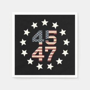 Trump 45 47 Stars Vintage USA American Flag Napkins