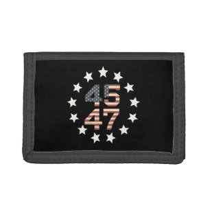 Trump 45 47 Stars Vintage USA American Flag Trifold Wallet