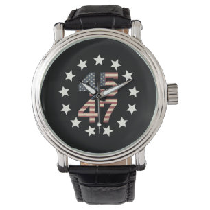 Trump 45 47 Stars Vintage USA American Flag Watch