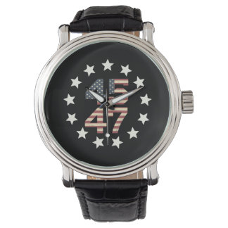 Trump 45 47 Stars Vintage USA American Flag Watch