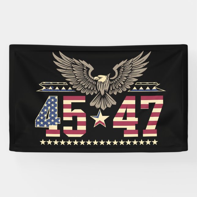 Trump 45 47 Vintage American USA Eagle Flag Banner (Horizontal)