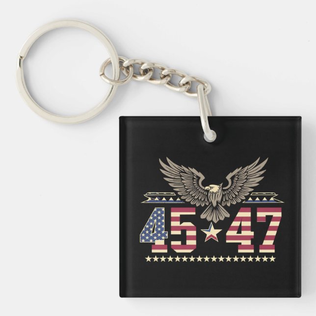 Trump 45 47 Vintage American USA Eagle Flag Keychain (Front)