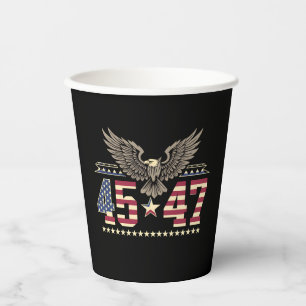Trump 45 47 Vintage American USA Eagle Flag Paper Cups