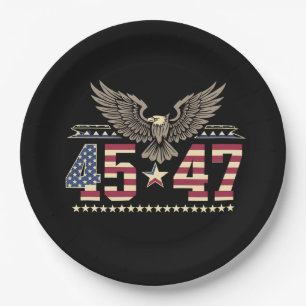 Trump 45 47 Vintage American USA Eagle Flag Paper Plates