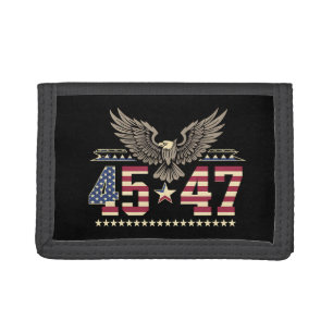 Trump 45 47 Vintage American USA Eagle Flag Tri-fold Wallet
