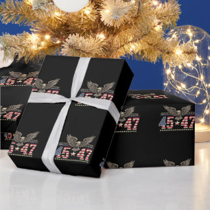 Trump 45 47 Vintage American USA Eagle Flag Wrapping Paper
