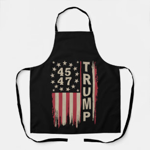 Trump 45 47 Vintage Retro America USA Flag Apron