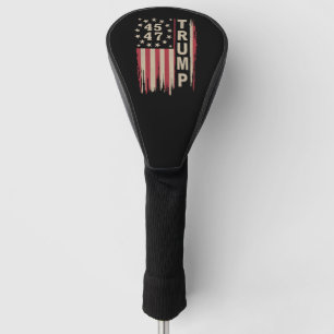 Trump 45 47 Vintage Retro America USA Flag Golf Head Cover
