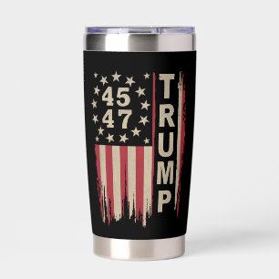 Trump 45 47 Vintage Retro America USA Flag Insulated Tumbler