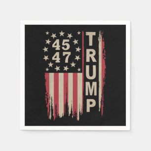 Trump 45 47 Vintage Retro America USA Flag Napkins