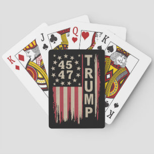 Trump 45 47 Vintage Retro America USA Flag Poker Cards