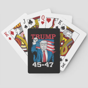 Trump 45 47 Vintage Retro USA American Flag Poker Cards