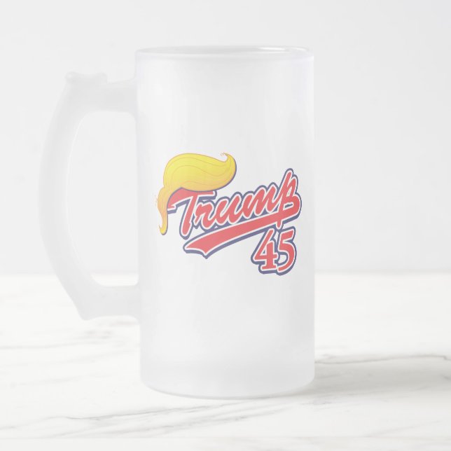 Trump 45 frosted glass beer mug (Left)