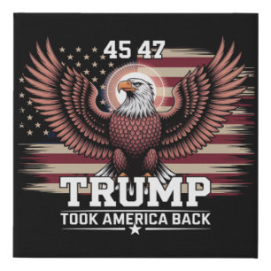 Trump 45th 47th President Flag 2025 Eagle America Faux Canvas Print