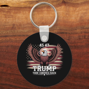 Trump 45th 47th President Flag 2025 Eagle America  Keychain