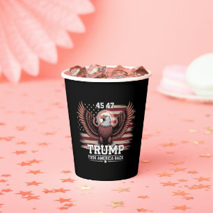 Trump 45th 47th President Flag 2025 Eagle America Paper Cups