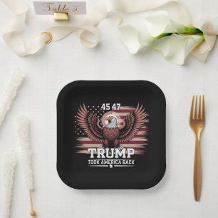Trump 45th 47th President Flag 2025 Eagle America  Paper Plates