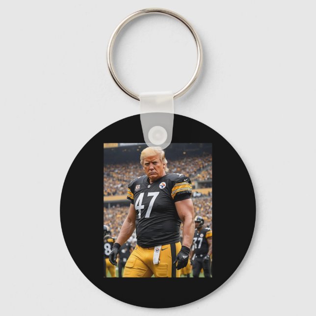 Trump 47 Fittsburgh Footbyll Player Funny  Keychain (Front)