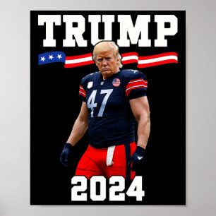 Trump 47 Footbyll Jersey 2025 Us Flag Trump Vance Poster