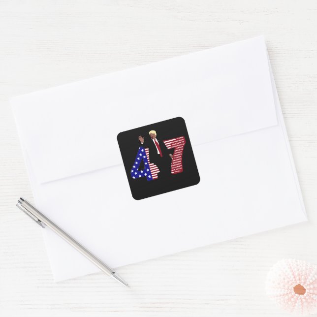 Trump 47 Pledge of Allegiance USA Square Sticker (Envelope)