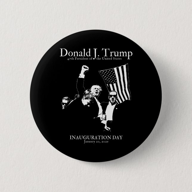 Trump 47th Presidential Inauguration Day Us Mega J Button (Front)